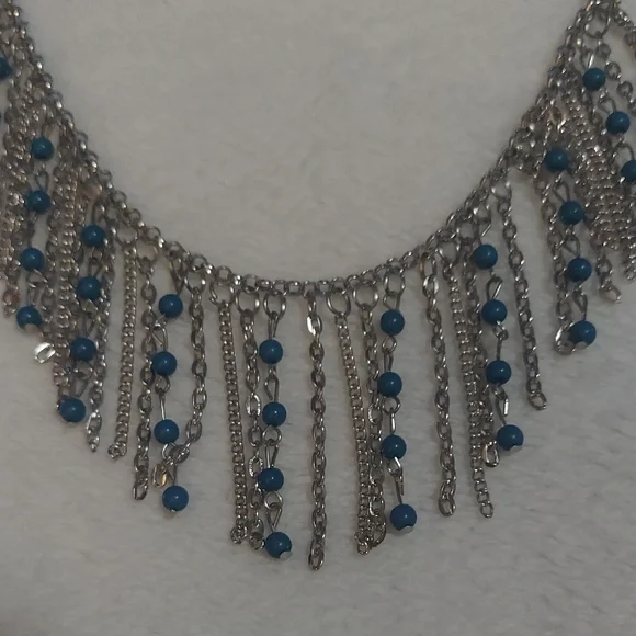 5/$12 Chic Silver Necklace with Blue Accents - Picture 3 of 5